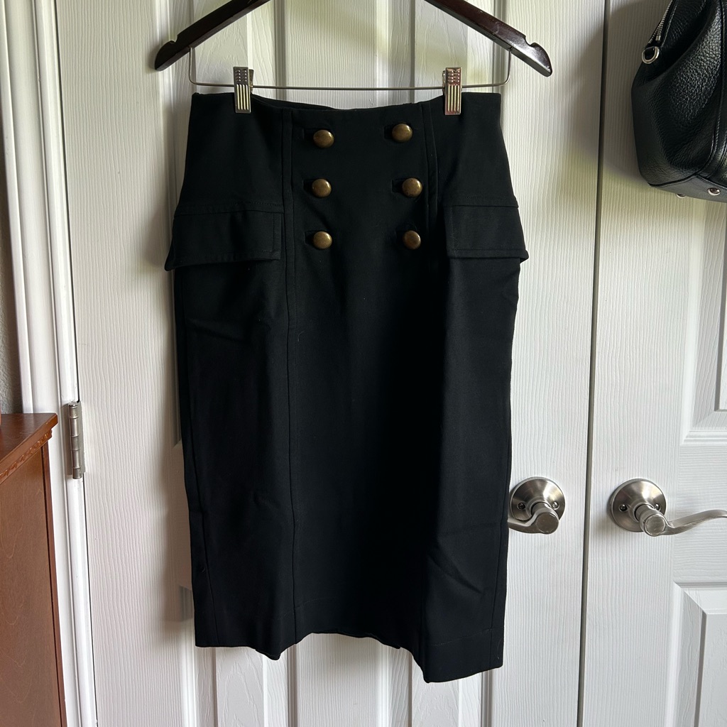 Diane Von Furstenberg Vintage Black Peplum Pencil Skirt